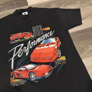 vintage Ferrari Lamborghini corvette high performance t shirt 1991 M